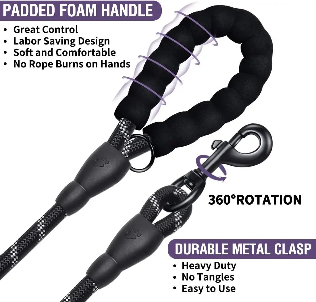 GroundedPup Trail Leash padded foam handle and durable rotating metal clasp detail