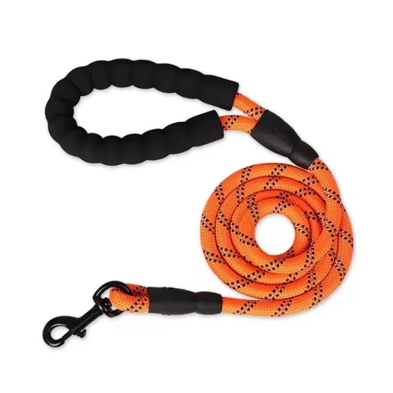GroundedPup Trail Leash in orange — rope-style nylon construction with reflective stitching